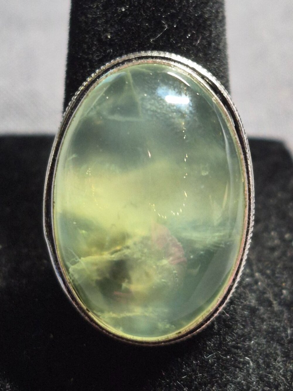 Handmade Translucent Prehnite Statement Ring .925 Over Jewelers Metal